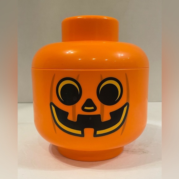 Lego Pumpkin Head Jack-o-lantern Orange Storage Container Small - Picture 9 of 9